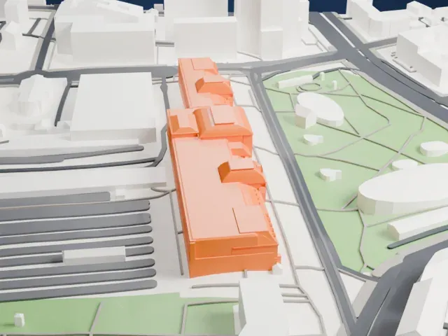 Moscow Paveletsky railway station model, East view