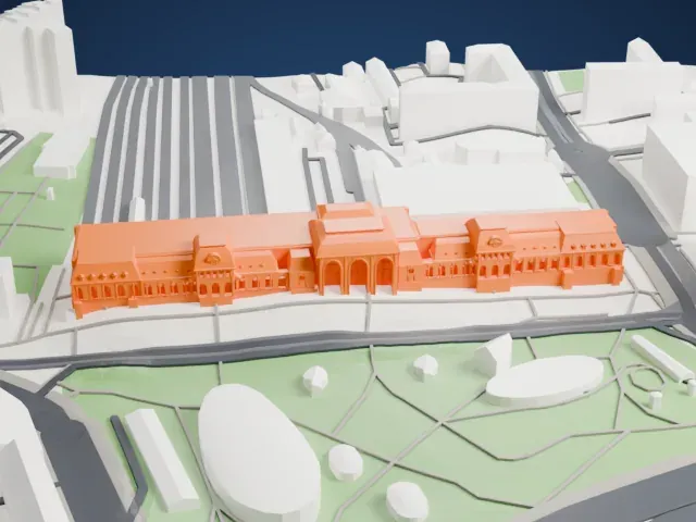Moscow Paveletsky railway station model, North view