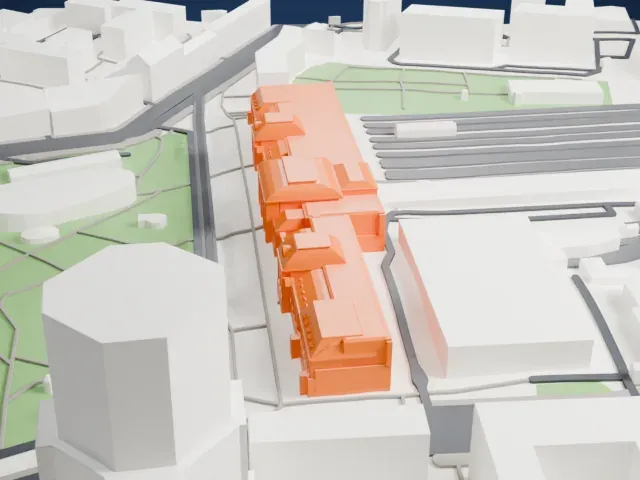 Moscow Paveletsky railway station model, West view