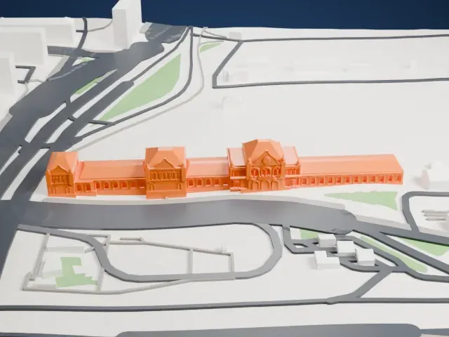 Moscow Rizhsky railway station model, East view