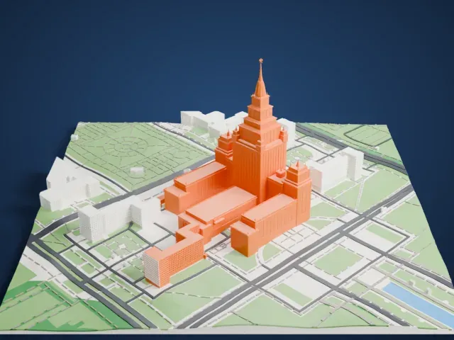 Moscow State University model, East view