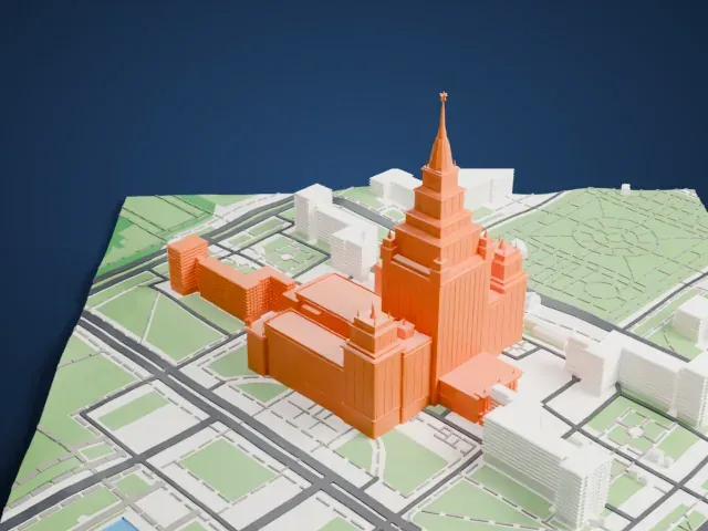 Moscow State University model, North view