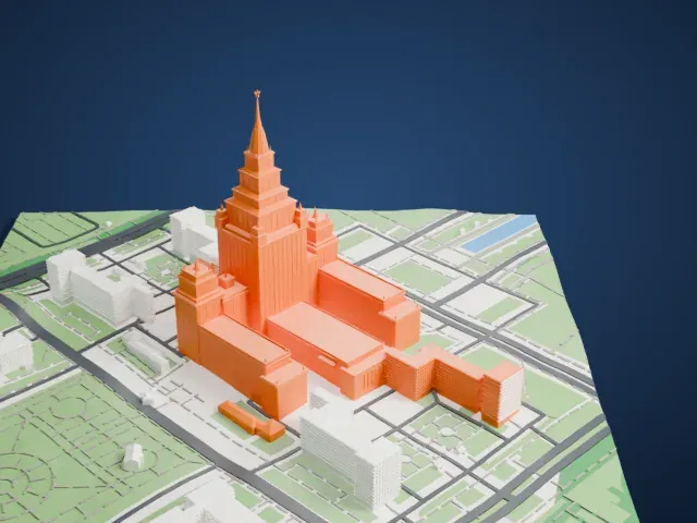 Moscow State University model, South view