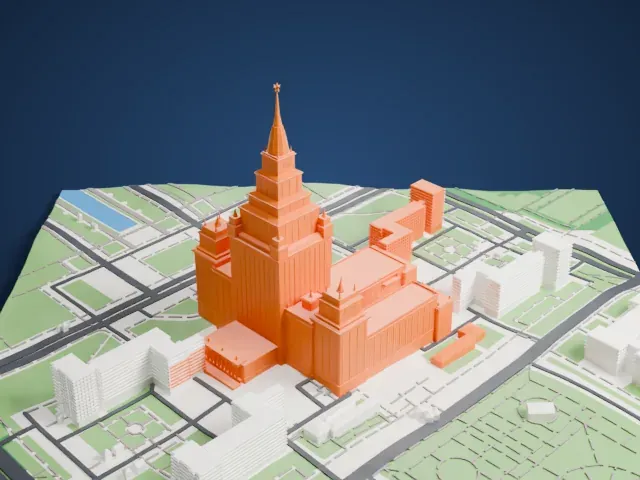 Moscow State University model, West view
