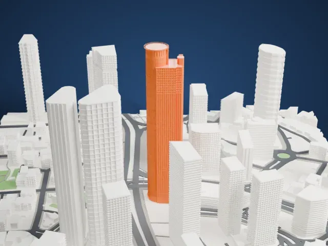Moshe Aviv Tower model, East view