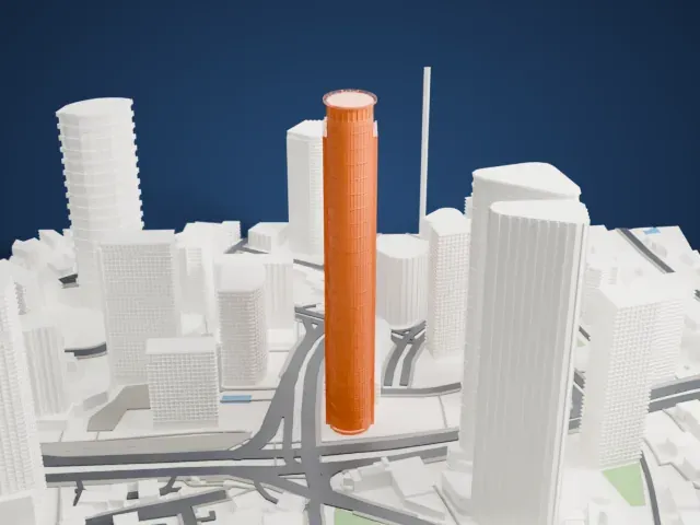 Moshe Aviv Tower model, South view