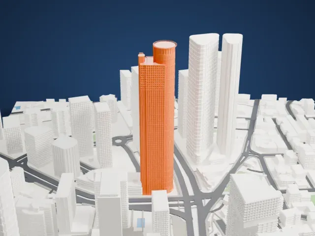 Moshe Aviv Tower model, West view