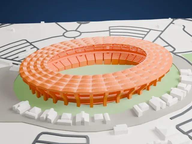 Moshood Abiola National Stadium model, East view