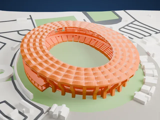 Moshood Abiola National Stadium model, South view