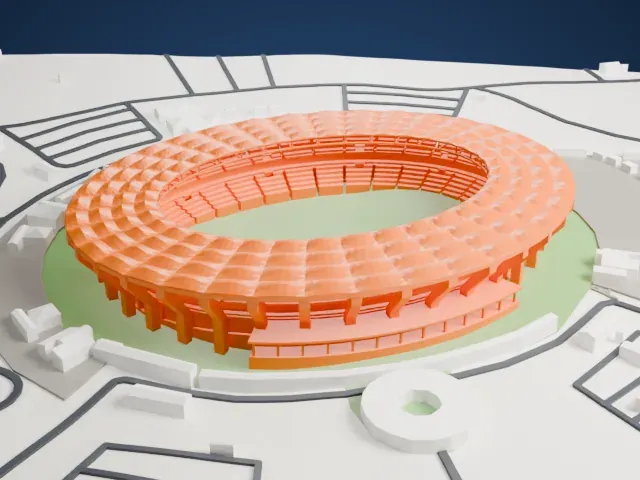 Moshood Abiola National Stadium model, West view