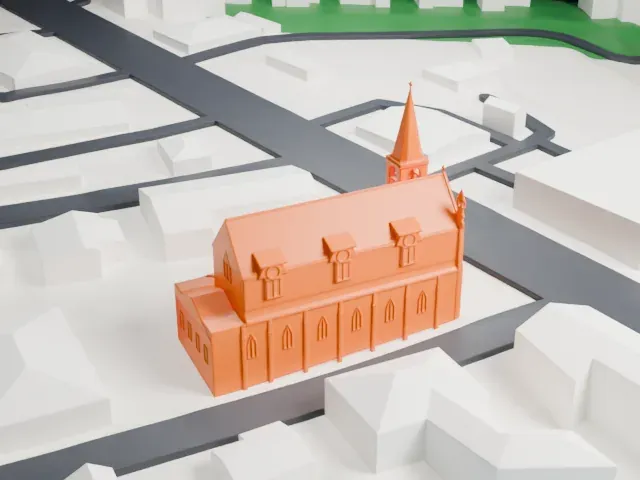 Most Holy Trinity Church, Mamaroneck model, West view