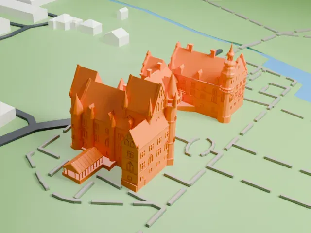 Moszna Castle model, East view