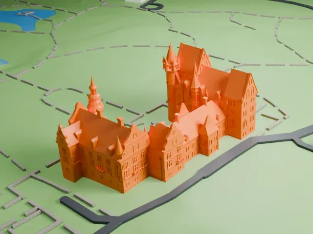 Moszna Castle model, West view
