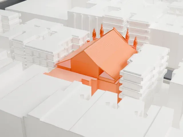 Mother African Methodist Episcopal Zion Church model, South view
