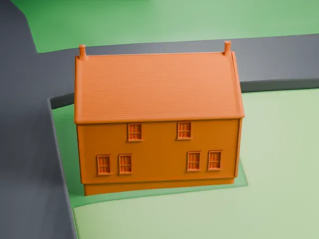 Mount Bethel Baptist Meetinghouse model, North view