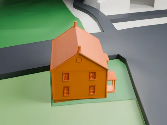 Mount Bethel Baptist Meetinghouse model, West view
