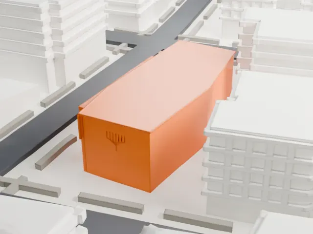 Mount Sinai Jewish Center model, East view