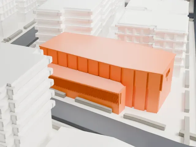 Mount Sinai Jewish Center model, South view