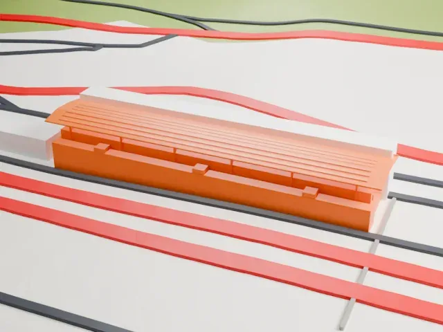 Mugello Central Grandstand model, East view