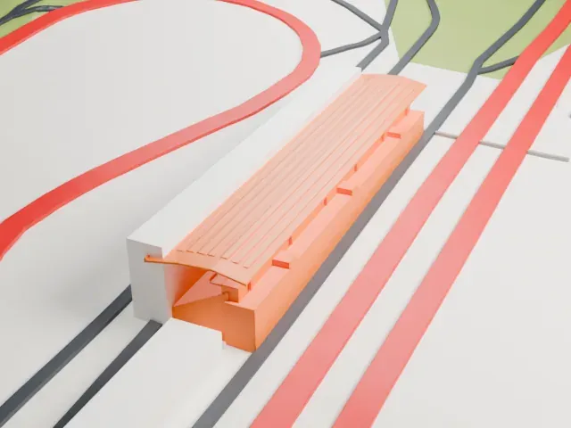 Mugello Central Grandstand model, South view