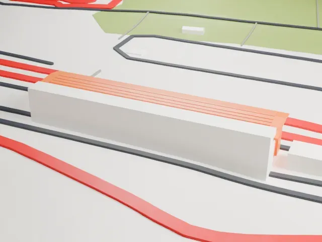 Mugello Central Grandstand model, West view