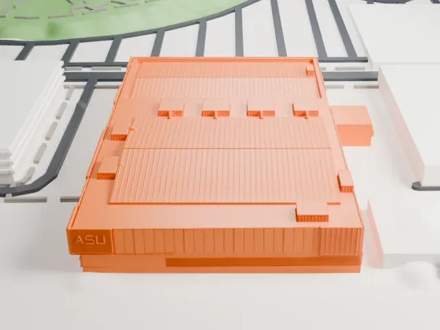 Mullett Arena model, East view