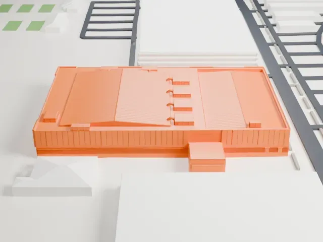 Mullett Arena model, North view