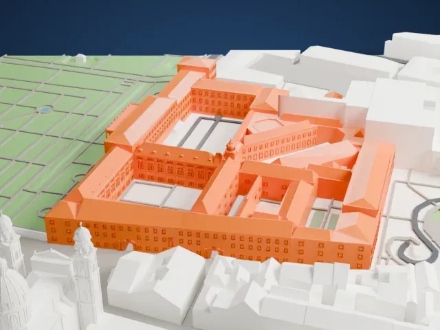 Munich Residenz model, West view