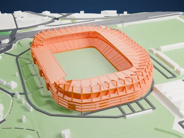 Murrayfield Stadium model, North view