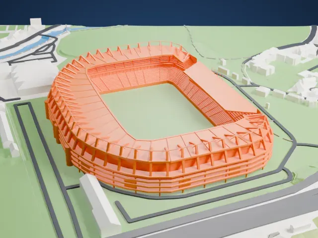 Murrayfield Stadium model, South view