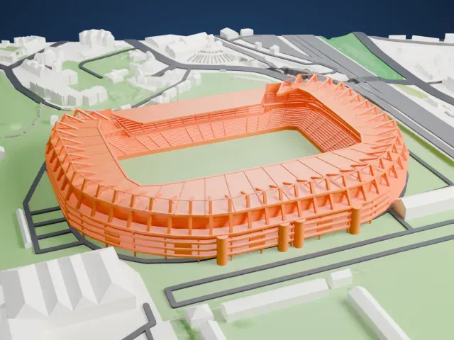 Murrayfield Stadium model, West view