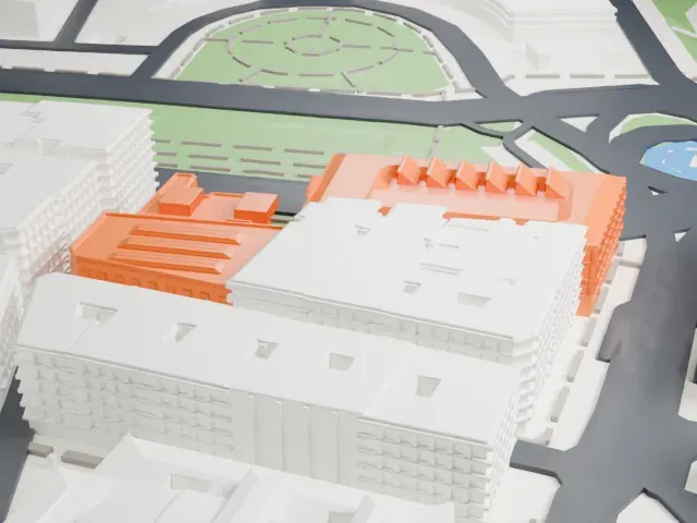 Thyssen-Bornemisza National Museum model, West view