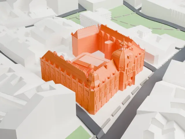 Museum of Applied Arts (Budapest) model, East view