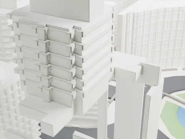 Museum of Arts and Design model, East view