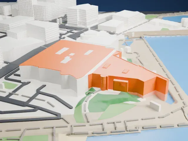 Te Papa Tongarewa model, East view