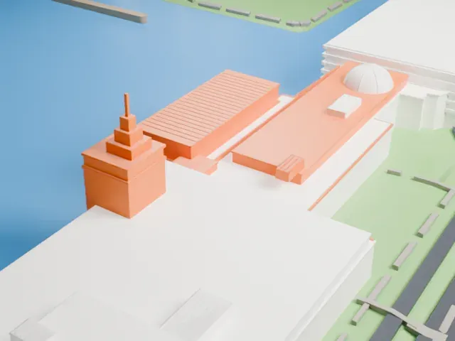 Museum of Science model, East view