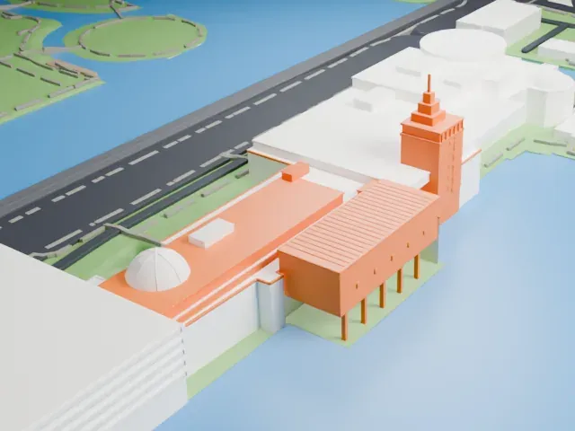 Museum of Science model, West view