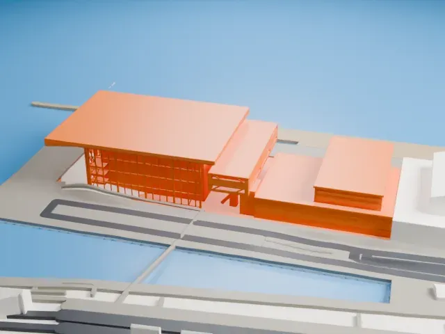 Muziekgebouw aan 't IJ model, South view