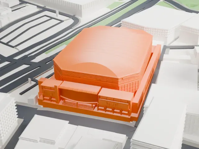 MVP Arena model, East view