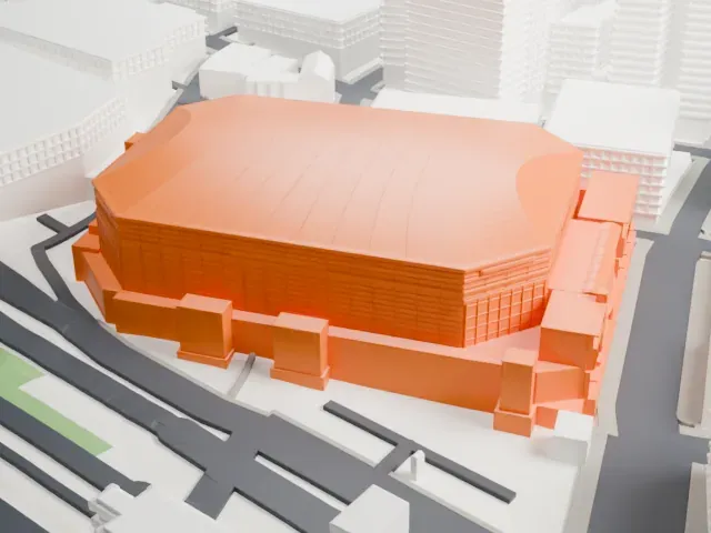 MVP Arena model, South view