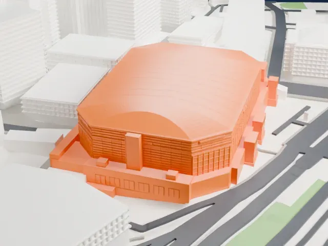 MVP Arena model, West view