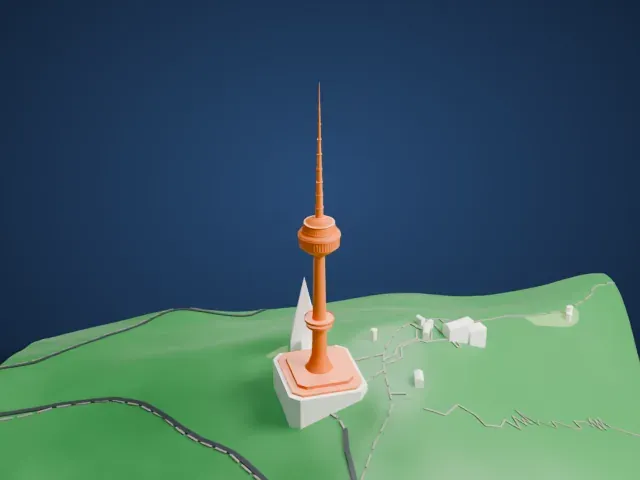 N Seoul Tower model, East view