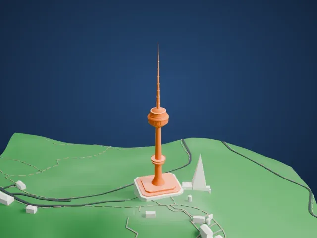 N Seoul Tower model, North view