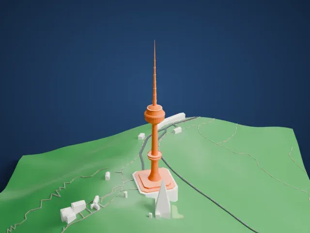 N Seoul Tower model, West view