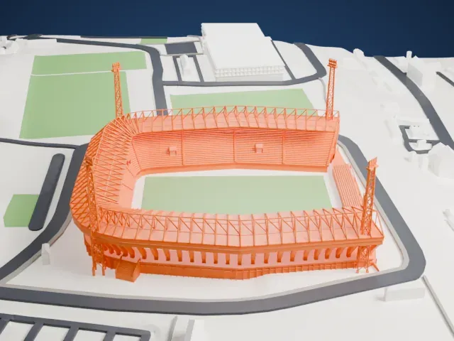 Na Stínadlech model, East view