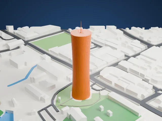 Nabemba Tower model, East view