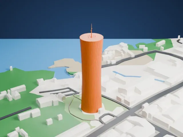 Nabemba Tower model, North view