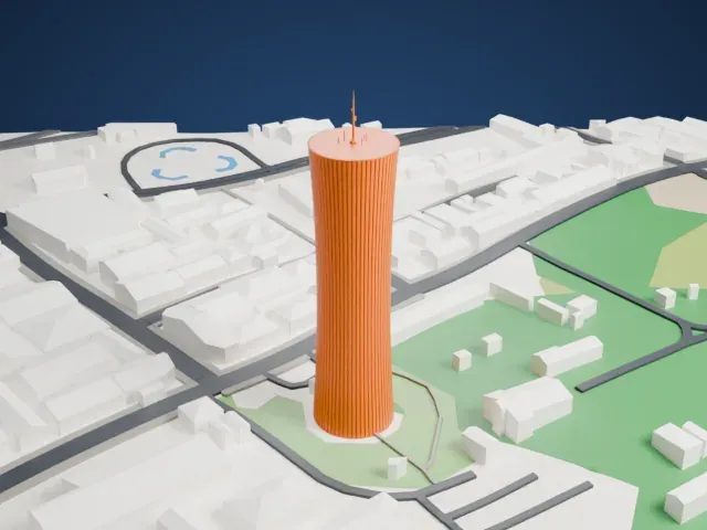 Nabemba Tower model, South view