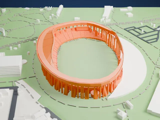 Nagai Stadium model, North view
