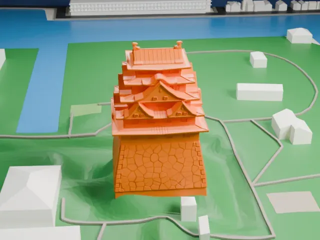 Nagoya Castle model, East view